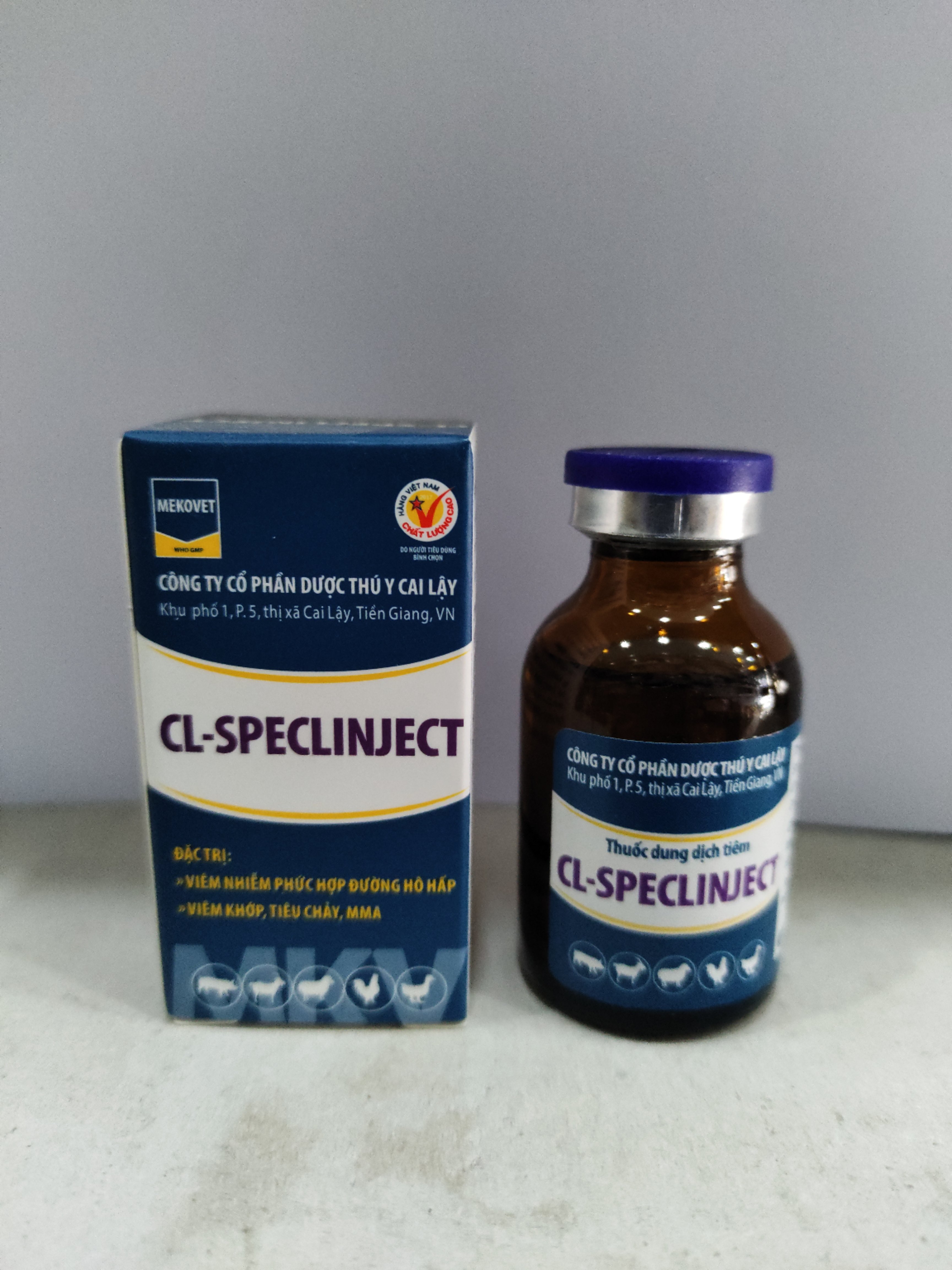 Thuốc dung dịch tiêm CL-SPECLINJECT T.rị bệnh viêm ruột, hồng lỵ, MMA, viêm khớp, viêm đường hô hấp, viêm phổi, hô hấp mạn tính, bại huyết, bệnh kế phát do tai xanh