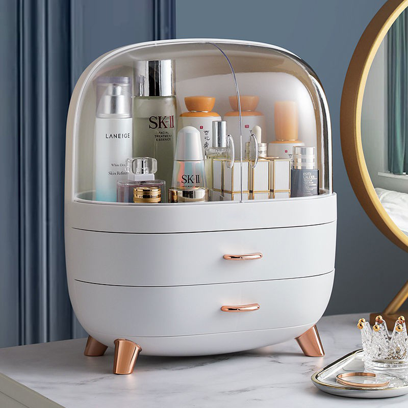 Hộp đựng mỹ phẩm và trang sức E2880 kiểu dáng Châu Âu có nắp đậy chống bụi, ẩm, bảo vệ dụng cụ trang điểm, làm đẹp