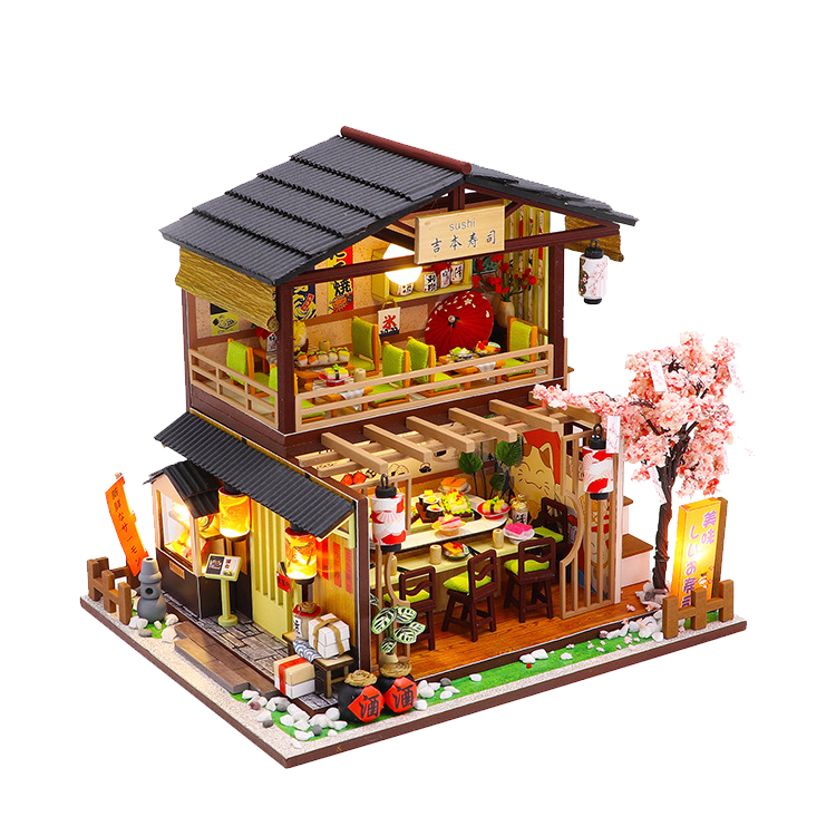 Mô hình nhà DIY Doll House Gibbon Sushi Kèm Mica Chống bụi