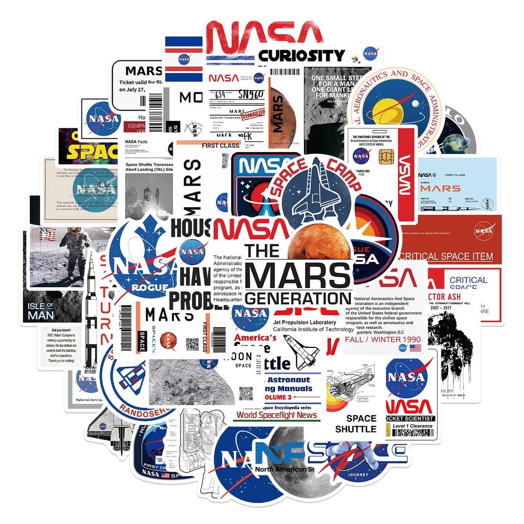 Set 50 Cái STICKER NASA Chống Thấm Nước Trang Trí Điện Thoại , Laptop , Vali Siêu Đẹp