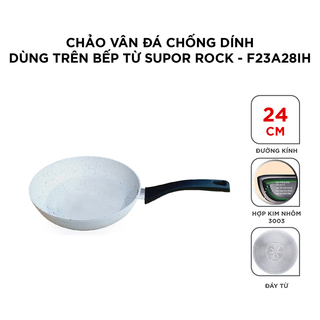 (HÀNG CHÍNH HÃNG) Chảo vân đá chống dính dùng trên bếp từ Supor Rock