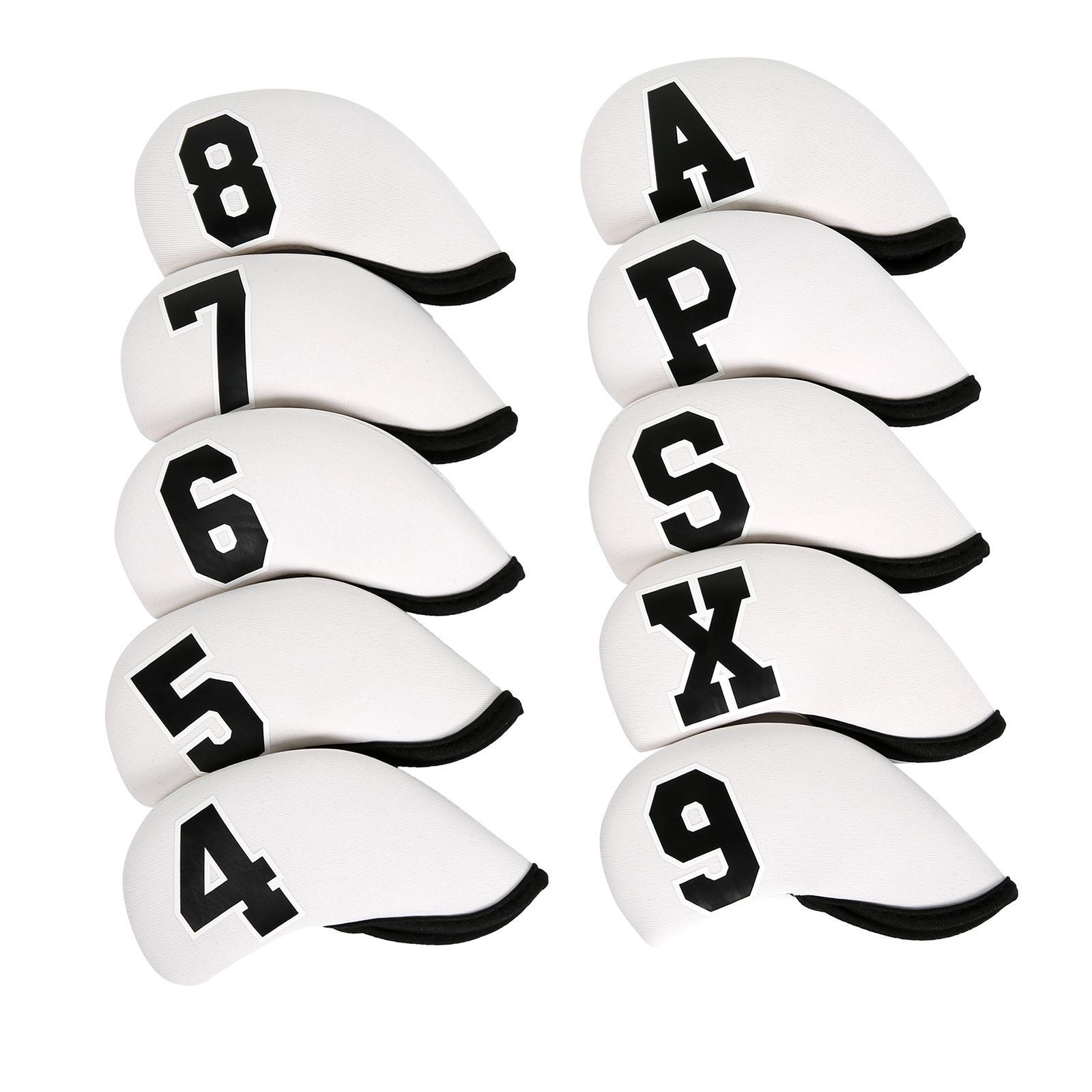 10x Golf Iron Covers Waterproof PU Sleeves Golf Club Head Covers Accessories