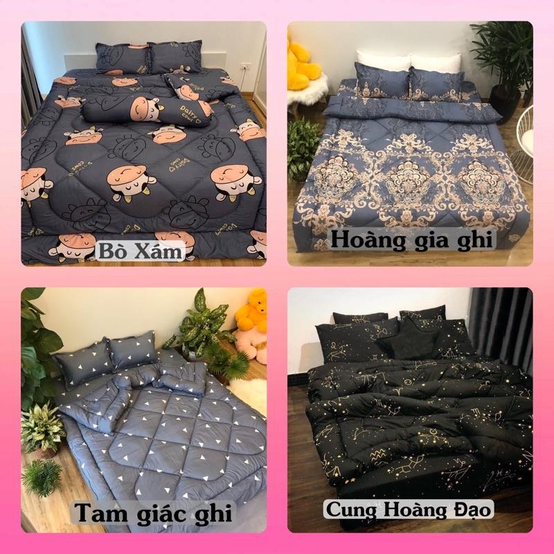 Trọn Bộ Chăn Phao 5 Món Ga Gối Poly loại 1 Chăn Bông Dày Như Hình