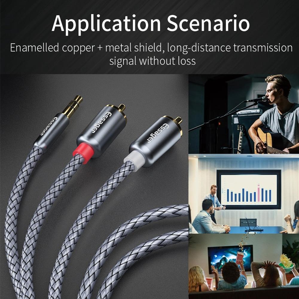 Cáp Chia Cổng Âm Thanh Essager RCA sang jack RCA 3.5mm