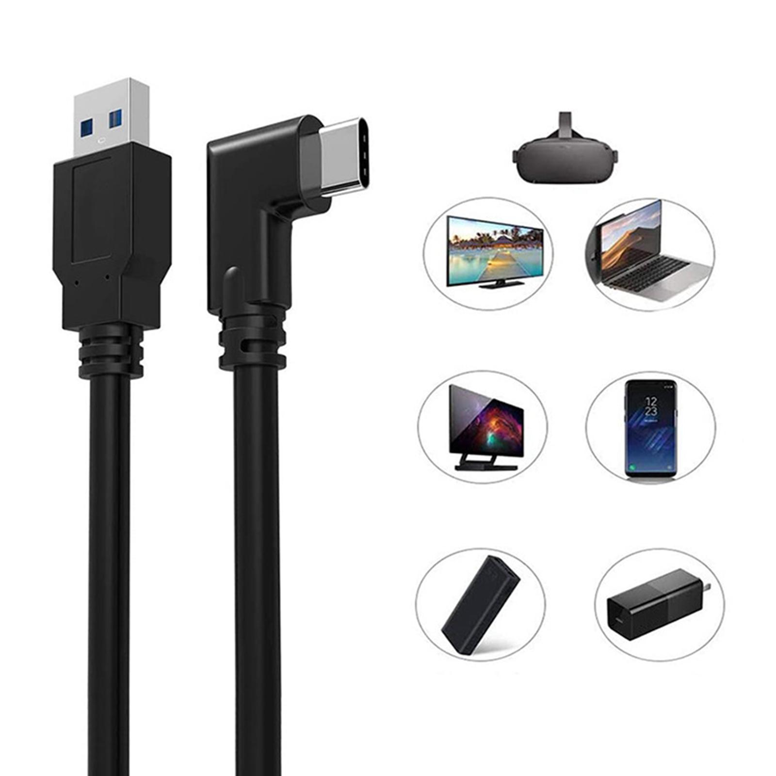 10ft Type C to 90° Type C / USB 3.0 Link Cable for Oculus Quest VR Headset to Gaming PC