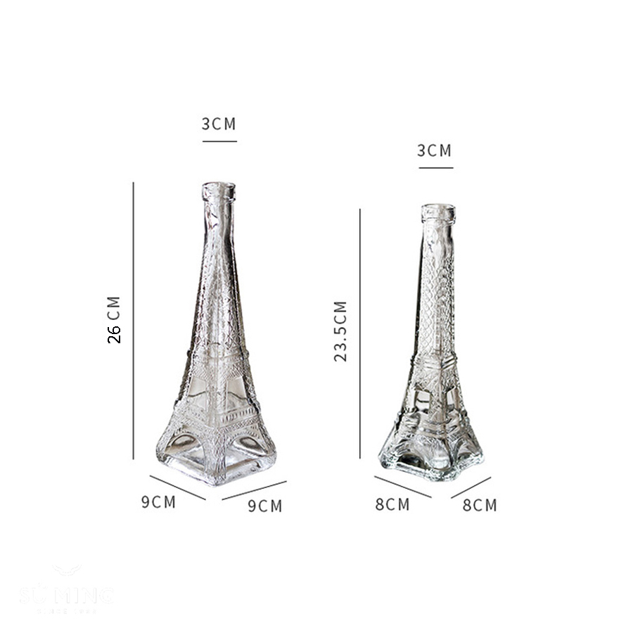 Lọ hoa thuỷ tinh 1 bông hình tháp Eiffel, 2 kích thước dễ dàng lựa chọn