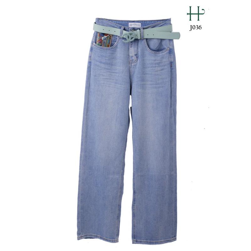 Quần Jeans ống rộng kèm dây nịt - J36