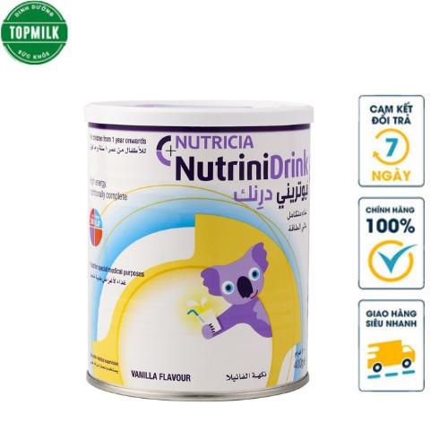 Sữa bột Nutrinidrink Hộp 400gram vị vani, trung tính - Sữa cao năng lượng cho trẻ biếng ăn và suy dinh dưỡng