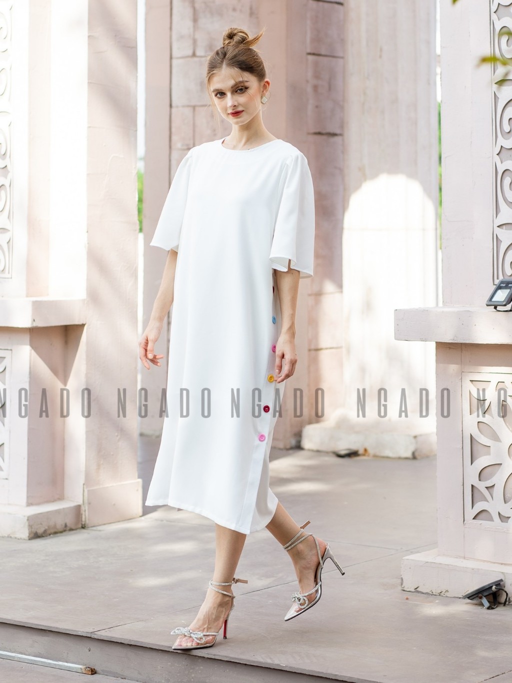 Đầm trắng tay xòe NGADO