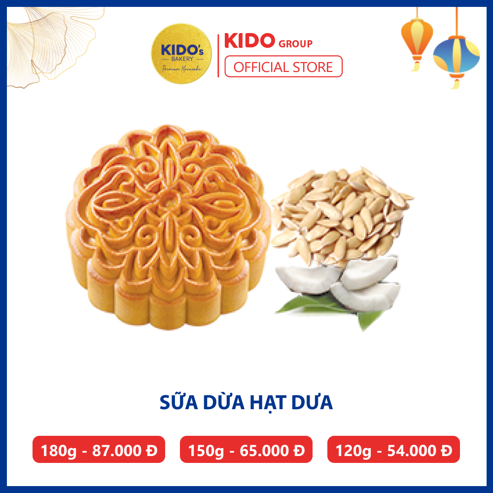 Bánh trung thu Sữa Dừa Hạt Dưa 1 trứng KIDO’s Bakery 150g (Tặng kèm hộp cao cấp 2 bánh và 4 bánh)