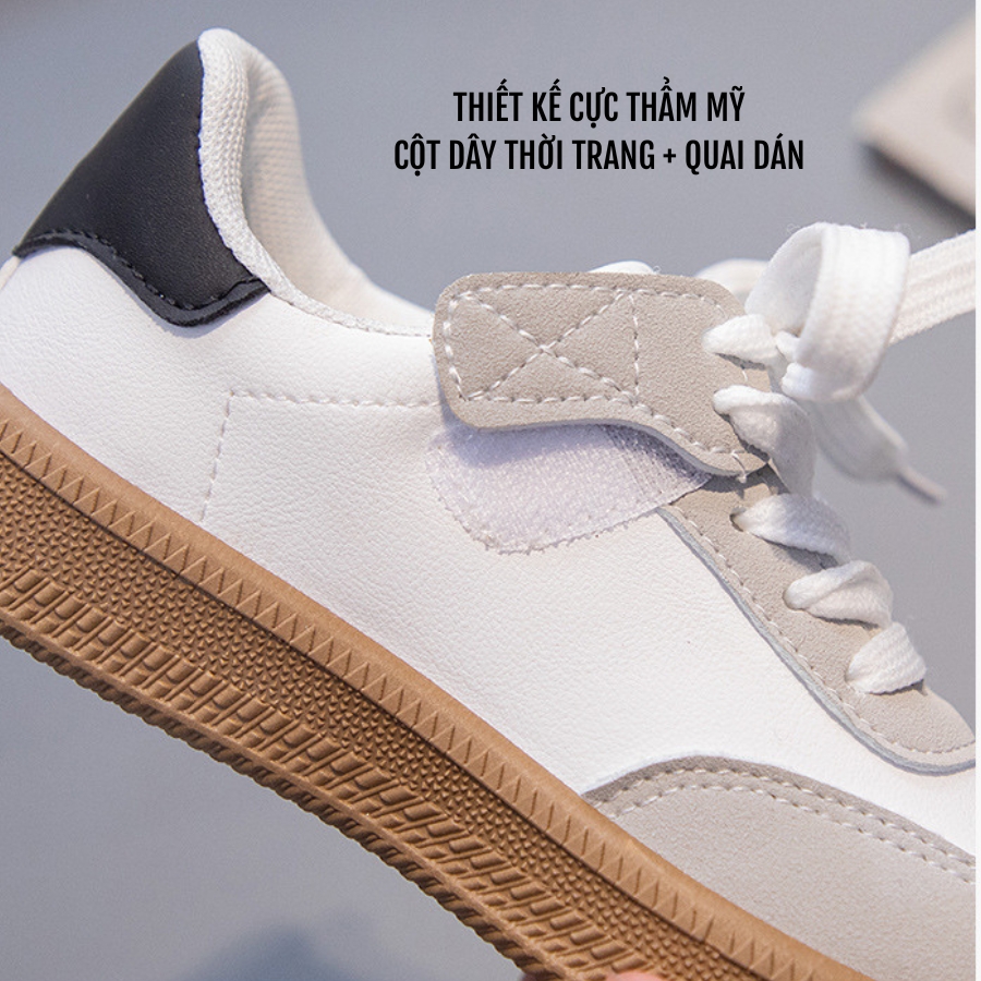 Giày bata thể thao học sinh tiểu trung học đi học, thể dục, chạy bộ dáng cột dây kết hợp quai dáng năng động cá tính NHÍM SHOP GN35