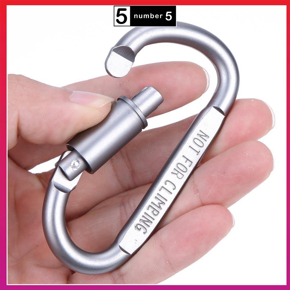 Móc khóa nhôm đa năng phụ kiện đi phượt carabiner chữ D khoá xoay 8cm