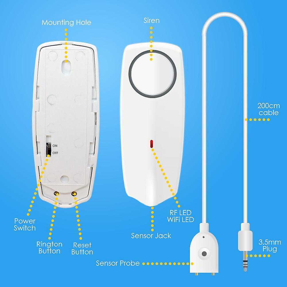 Máy dò rò rỉ nước - Máy dò nước báo động Máy dò nước không dây với báo động âm thanh và ánh sáng