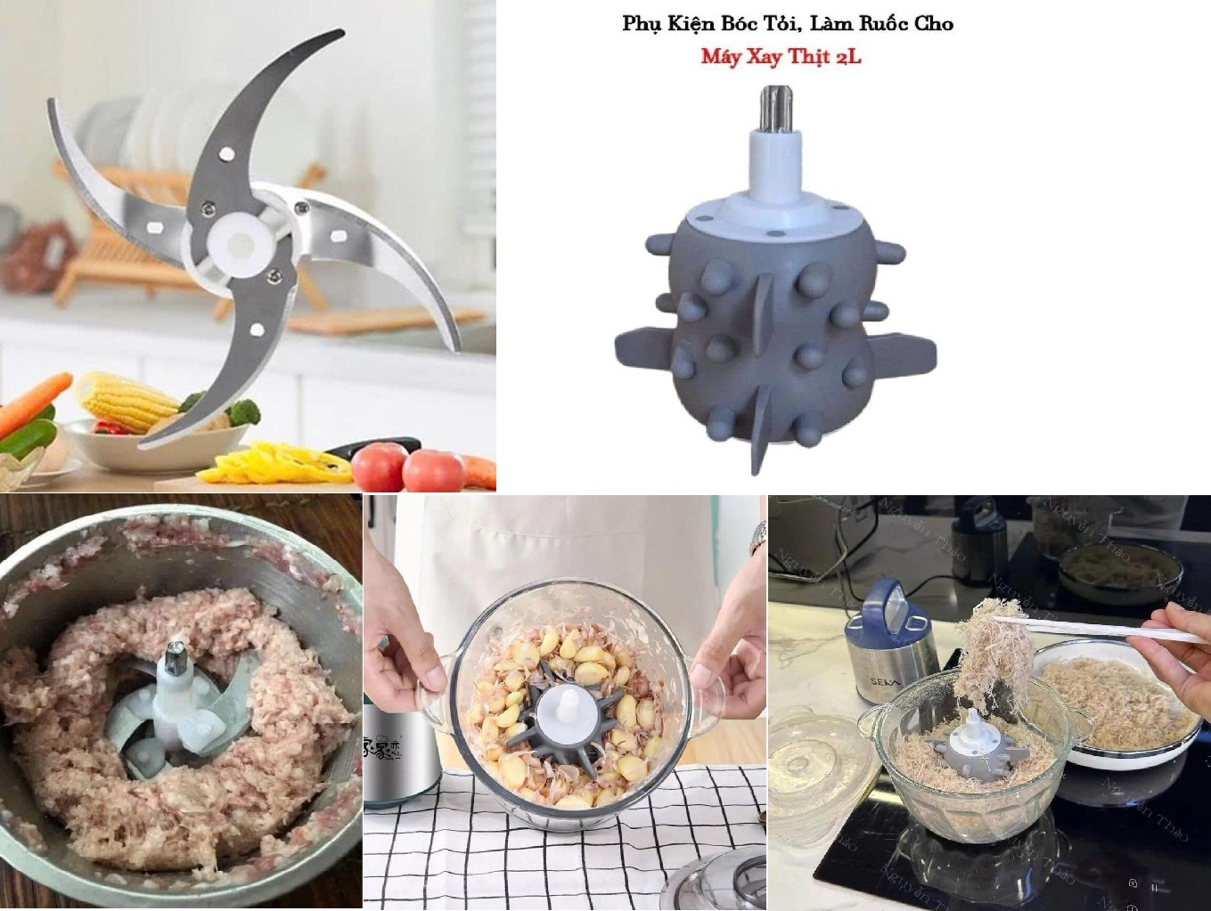 [KoSuyTu] COMBO LƯỠI ĐÁNH RUỐC BÓC TỎI + LƯỠI DAO THAY THẾ CHO MÁY XAY THỊT 2L - TUYỆT ĐỈNH NHÀ BẾP