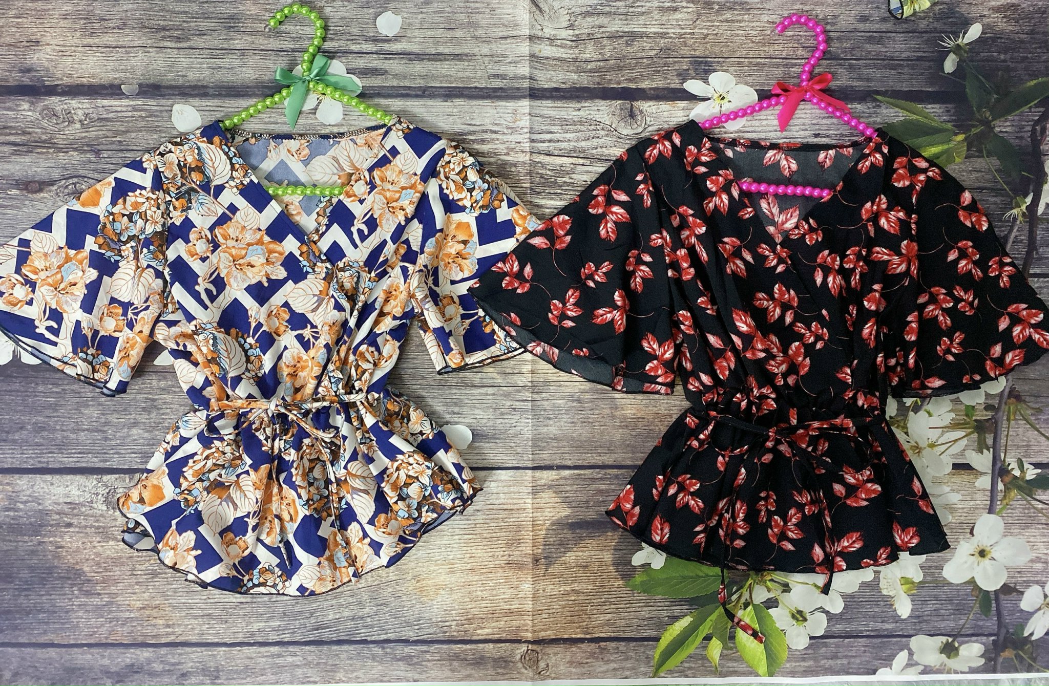 ️Áo Nữ Hoa Lá Tay Cánh Tiên Đủ Màu Áo Lụa - SLL Nhắn Shop