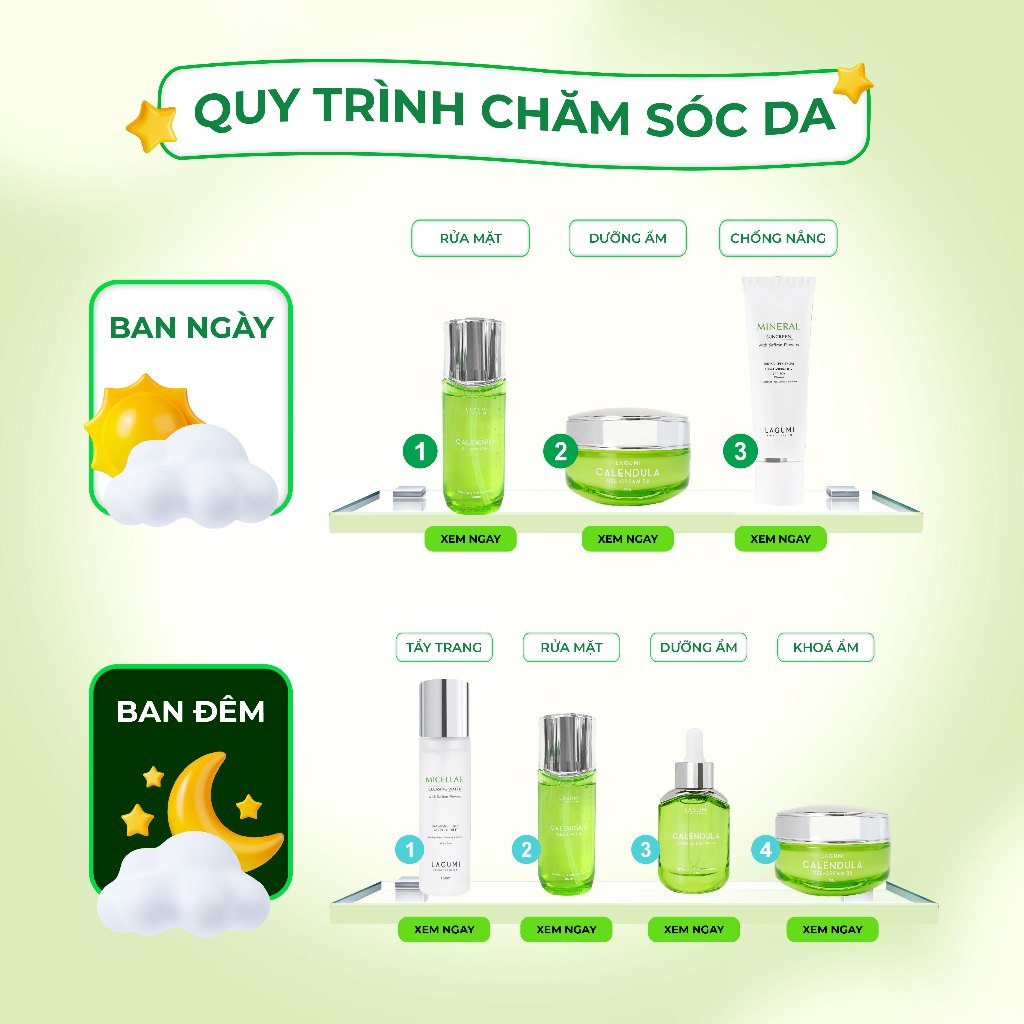 Bộ Sản Phẩm Dưỡng Da Kiềm Dầu Giảm Mụn, Giảm Thâm Lagumi Dành Cho Mẹ Bầu (Sữa rửa mặt50g, Serum 30g, Kem dưỡng 30g)