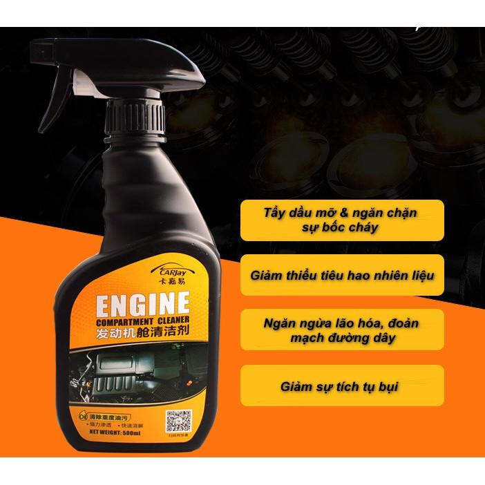 Combo dung dịch khoang máy ô tô và dụng cụ vệ sinh ENGINE CLEANER CARJAY