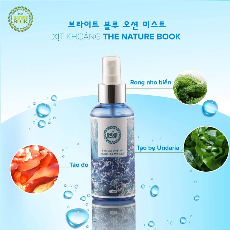 Xịt Khoáng The Nature Book Dưỡng Ẩm Làm Trắng Da Bright Blue Ocean Mist 120ml