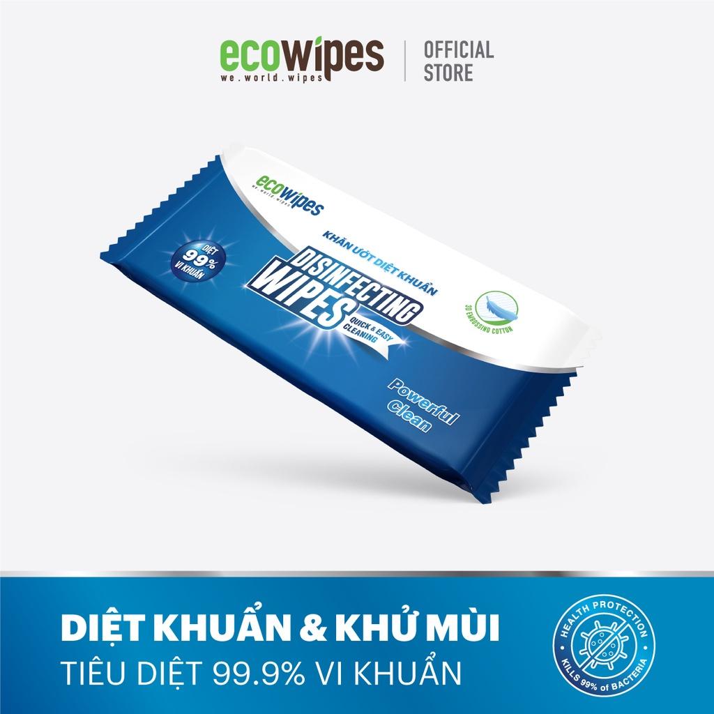 Combo 05 lốc 100 cái khăn giấy ướt diệt khuẩn Disinfecting Wipes loại 1 tờ dùng 1 lần diệt 99,9% vi khuẩn hương chanh