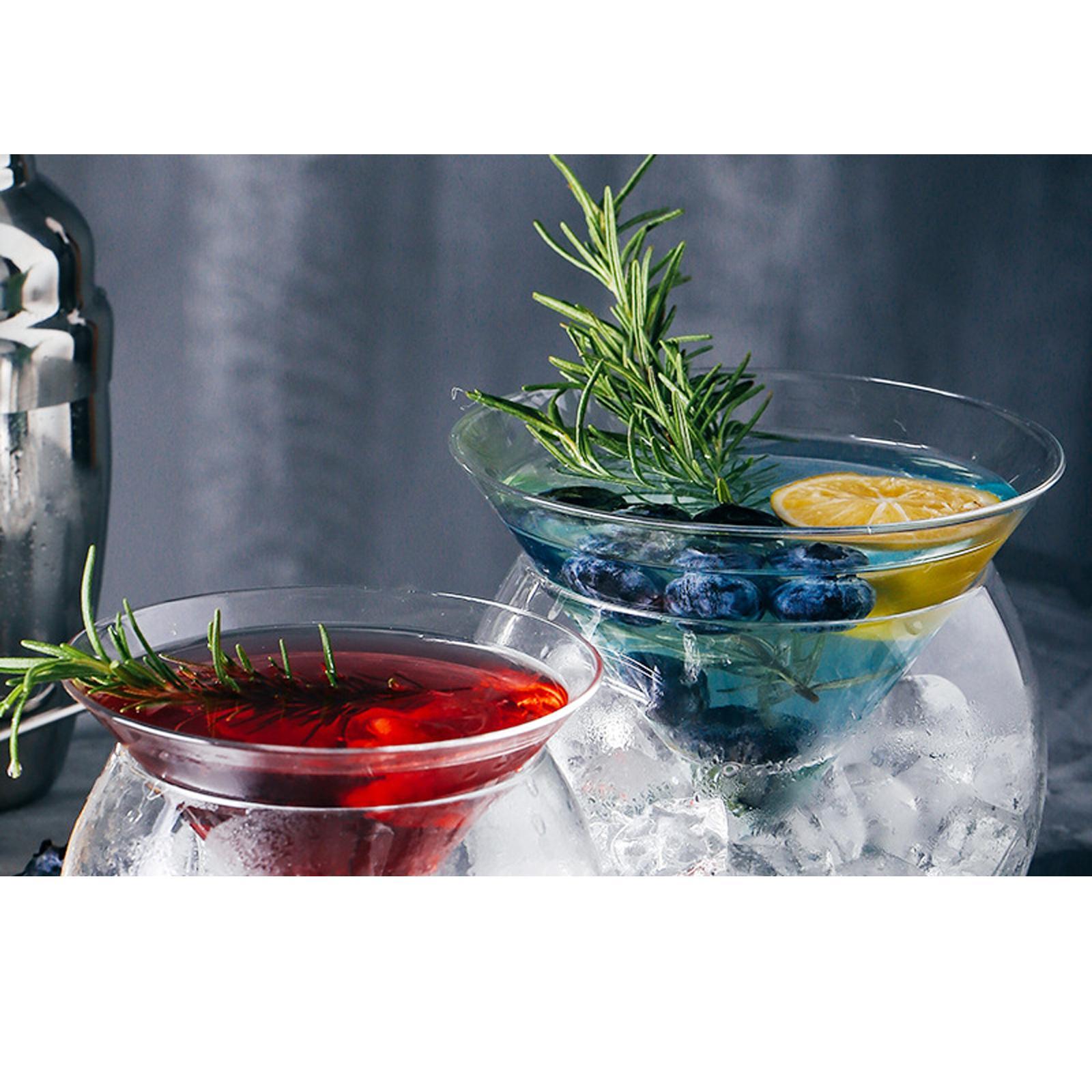 2 Set Molecular Cup Iced Caviar Liquor Conical Glass for Home Bar S + L