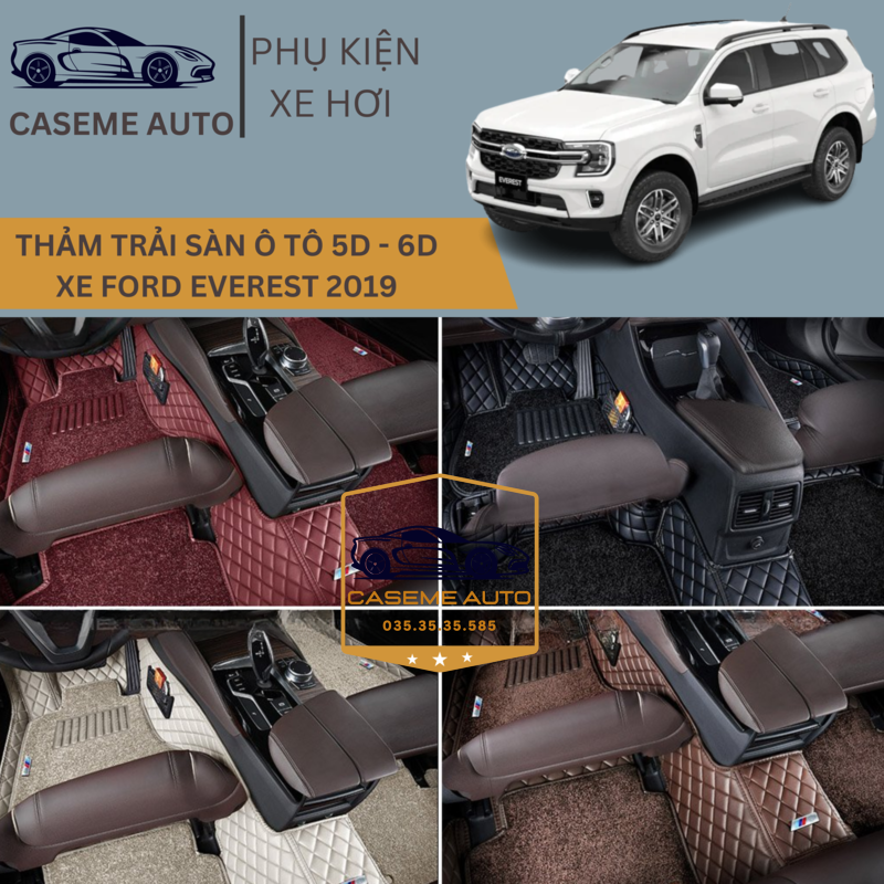 [FORD EVEREST] Thảm Trải Sàn, Lót Sàn Ô Tô 5D 6D Thiết Kế Theo Xe FORD EVEREST 2019 Chống Nước, Không Mùi - MẪU CARBON - Hàng Chính Hãng