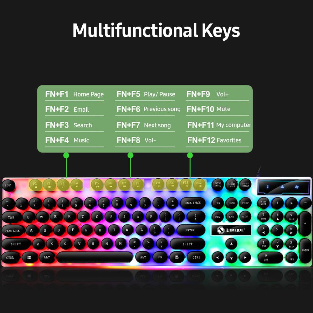 GTX300 Wired Keyboard Mouse Combo Backlit Keyboard with Folding Feet Suspended Keycaps Ergonomic Mouse