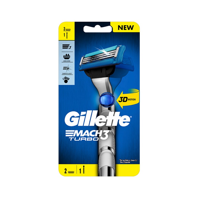 Dao Cạo Râu GILLETTE Mach3 Turbo Và Bọt Cạo Râu Hương Chanh Chai 75g