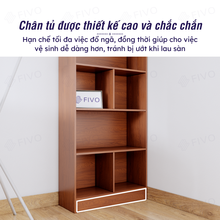 Kệ Để Sách Gỗ MDF FIVO FB70 (40 x 24 x 179cm) Đa Tầng Tiết Kiệm Không Gian (Có Tấm Lưng Phía Sau) - Hàng Chính Hãng