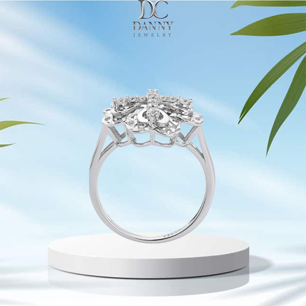 Nhẫn Nữ Danny Jewelry Bạc 925 Xi Bạch Kim Kiểu Dáng Cỏ 4 Lá May Mắn KI4GZ008