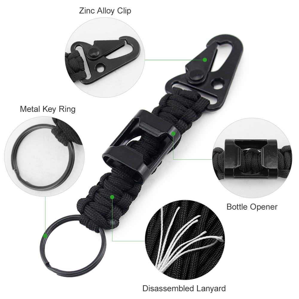 Bộ 6 móc khóa dây buộc paracord Được làm bằng dây buộc polyester chất lượng cao, với kẹp hợp kim kẽm và vòng chìa khóa bằng kim loại,thích hợp cho các hoạt động ngoài trời