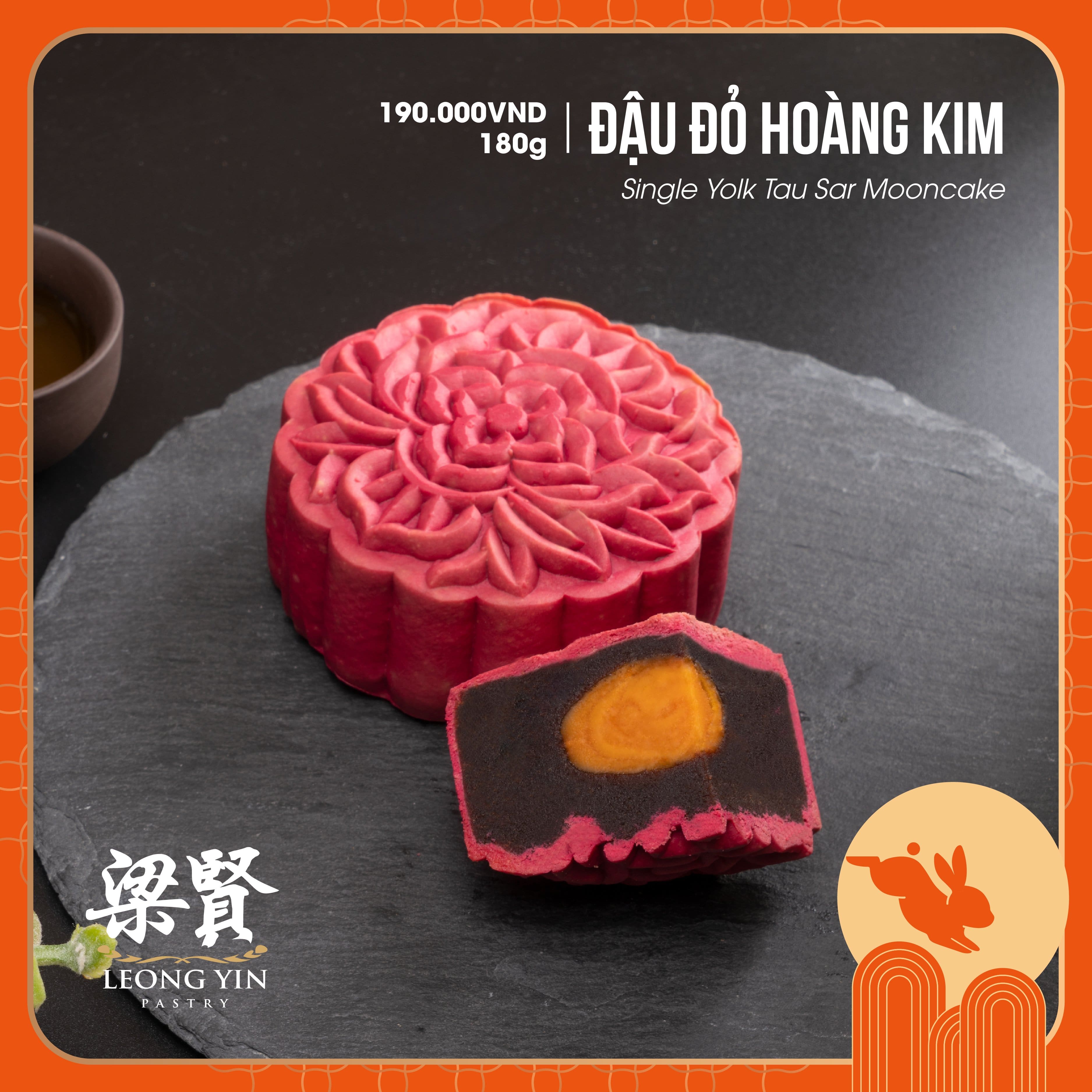 Bánh Trung Thu Đậu Đỏ Hoàng Kim Leong Yin 180G