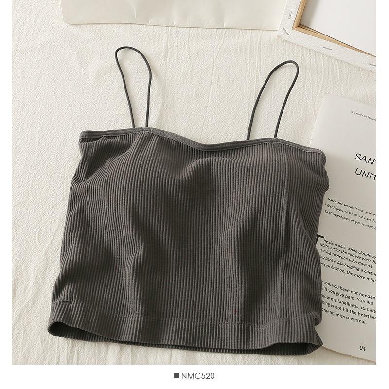 Áo 2 Dây Gân Tăm Croptop Đệm Ngực Dáng Ôm Thoải Mái 2D15
