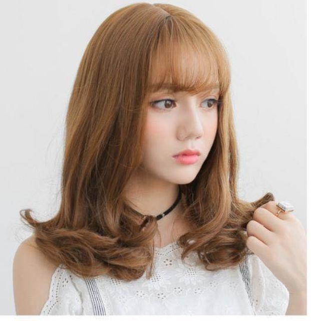 Tóc giả nguyên đầu nguyên đầu xoăn lỡ 8161