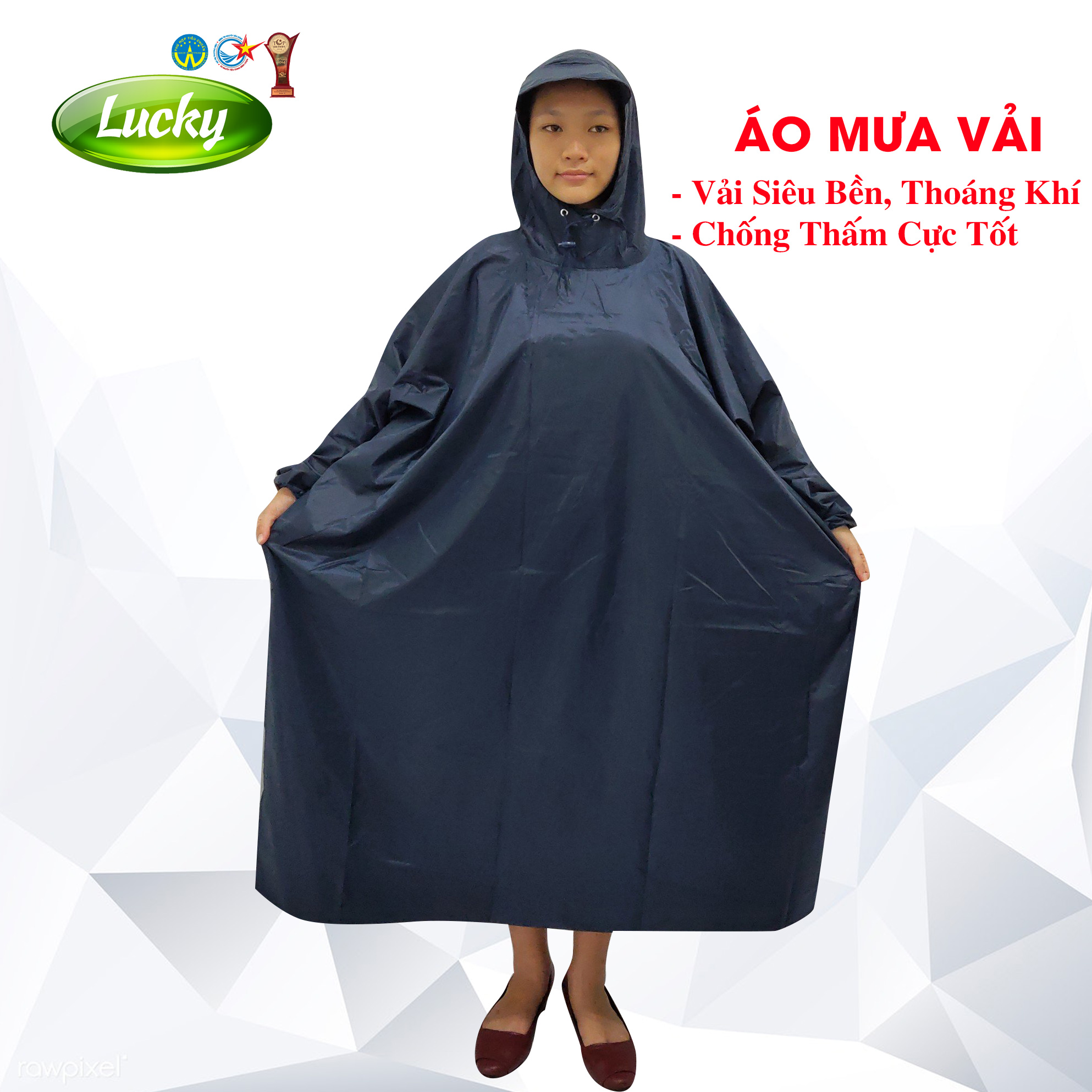 ÁO MƯA CÁNH DƠI XẺ TÀ VẢI DÙ CAO CẤP, THOÁNG KHÍ