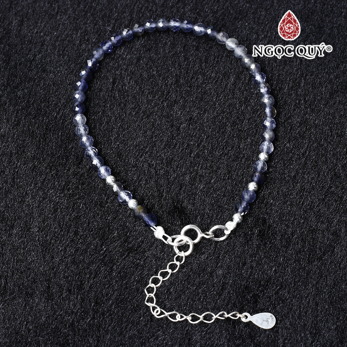 Vòng tay đá sapphire hạt mini khóa bạc thủy, mộc - Ngọc Quý Gemstones