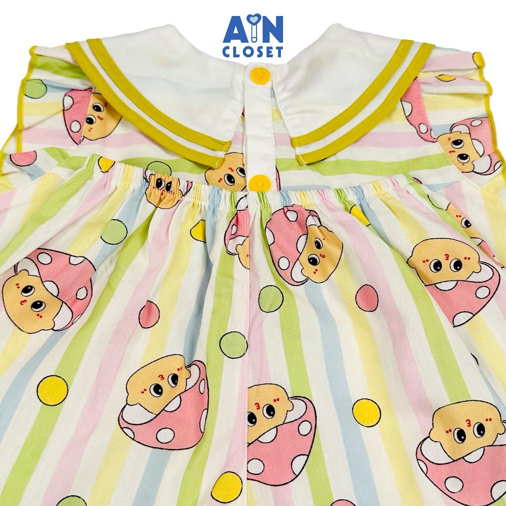 Bộ quần áo Ngắn bé gái họa tiết Bé Nấm Hồng Cotton - AICDBG7K67BV - AIN Closet