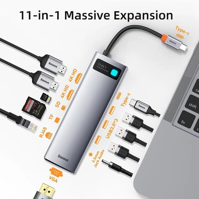 Hình ảnh Bộ Hub Mở Rộng Đa Năng Baseus Metal Gleam Multifunctional Gen2 Cho Macbook/ Laptop/iPad/ Smartphone / Tablet (Gen2 New Upgrade Edition) Hàng chính hãng