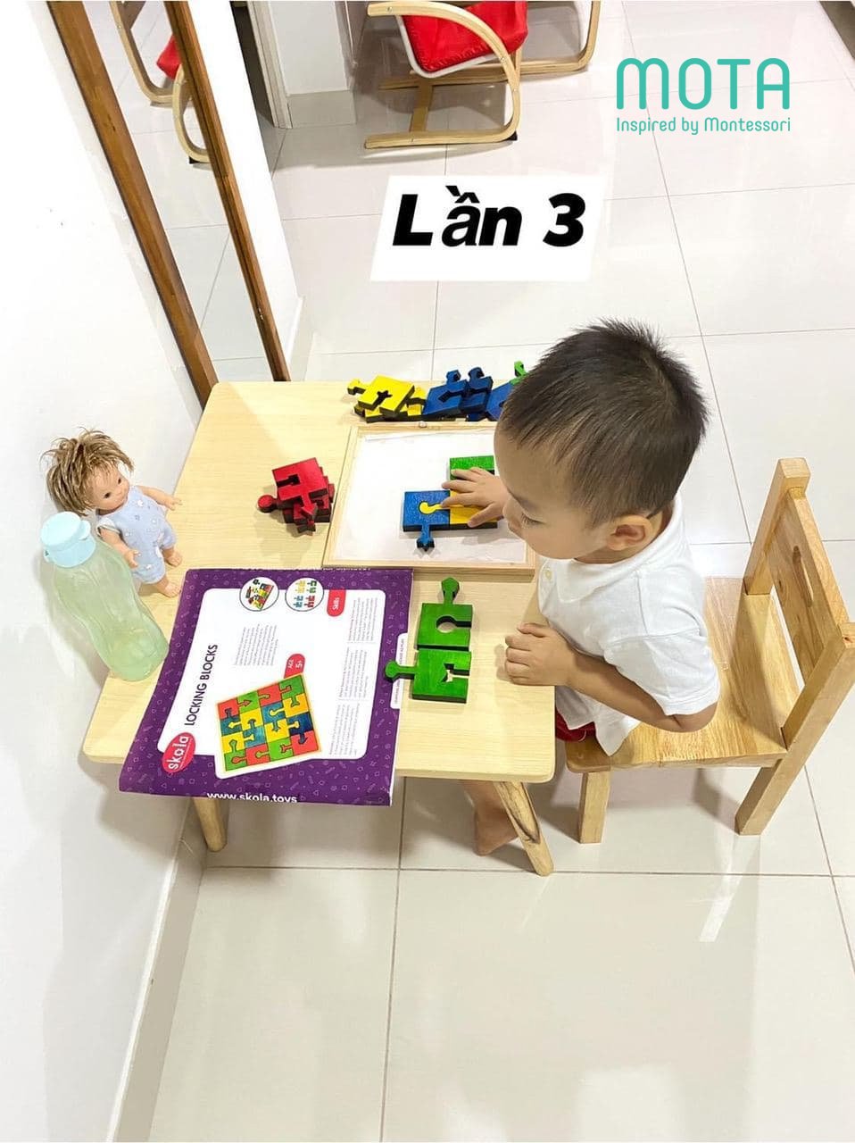 [THANH LÝ] [SK 009 - Mota Montessori] - Đồ chơi trí tuệ cho bé Locking Blocks (Khối khóa) - Hàng chính hãng