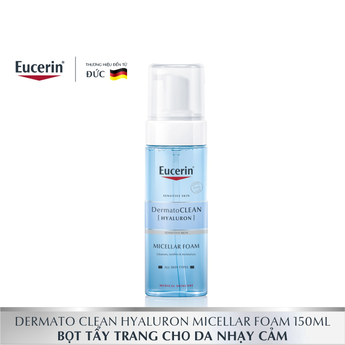 Bọt tẩy trang, rửa mặt Eucerin DermatoClean Hyaluron Micellar Foam 150ml