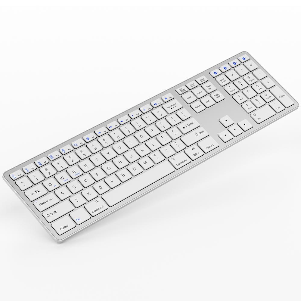 Multi-paired BT Keyboard 109-key Wireless Keyboard Support for IOS/Android/Windows System Silver