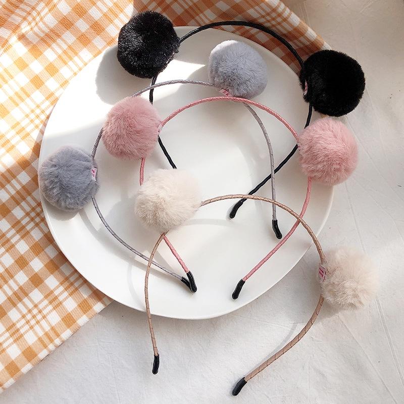 Băng Đô Bờm Cài Tóc Cục Bông Gấu Tròn Lông Mịn Siêu Cute Mainia Shop
