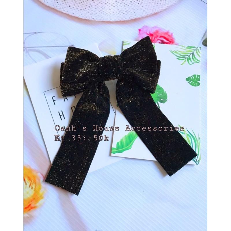Kẹp nơ nhung kim tuyến bản to 2 tầng siêu xinh