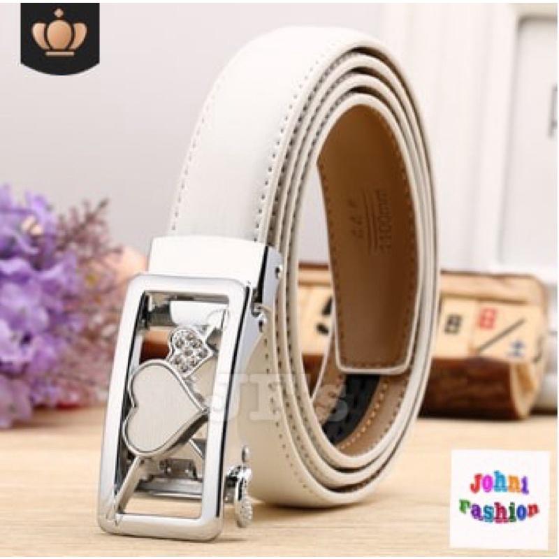 Thắt lưng da nữ khoá Tim tự động, dây nịt thời trang nữ JohniFashion 50