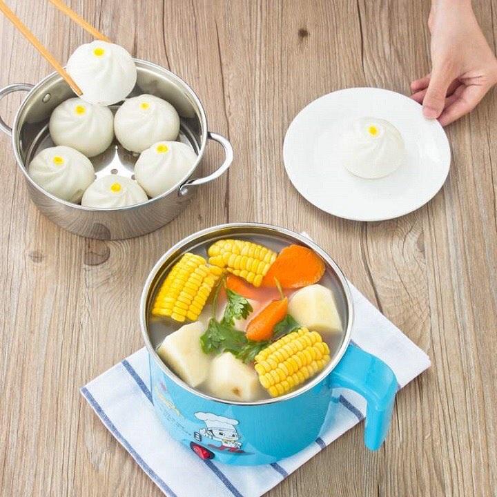 CA NẤU MÌ KIÊM NỒI LẨU MINI TẶNG KÈM XỬNG HẤP INOX CAO CẤP - NỒI ĐIỆN NẤU MÌ LUỘC TRỨNG SIÊU TỐC CHỐNG GỈ CHỐNG DÍNH