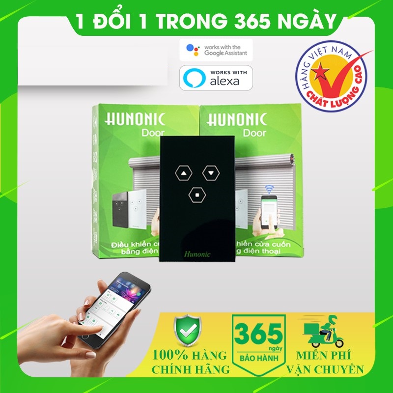 Công tắc cửa cuốn thông minh Smart Home hỗ trợ Google Assistant . Công tắc cảm ứng WIFI kính cường lực- Công tắc điện 2 màu đen trắng | Hàng Việt Nam Chất Lượng Cao