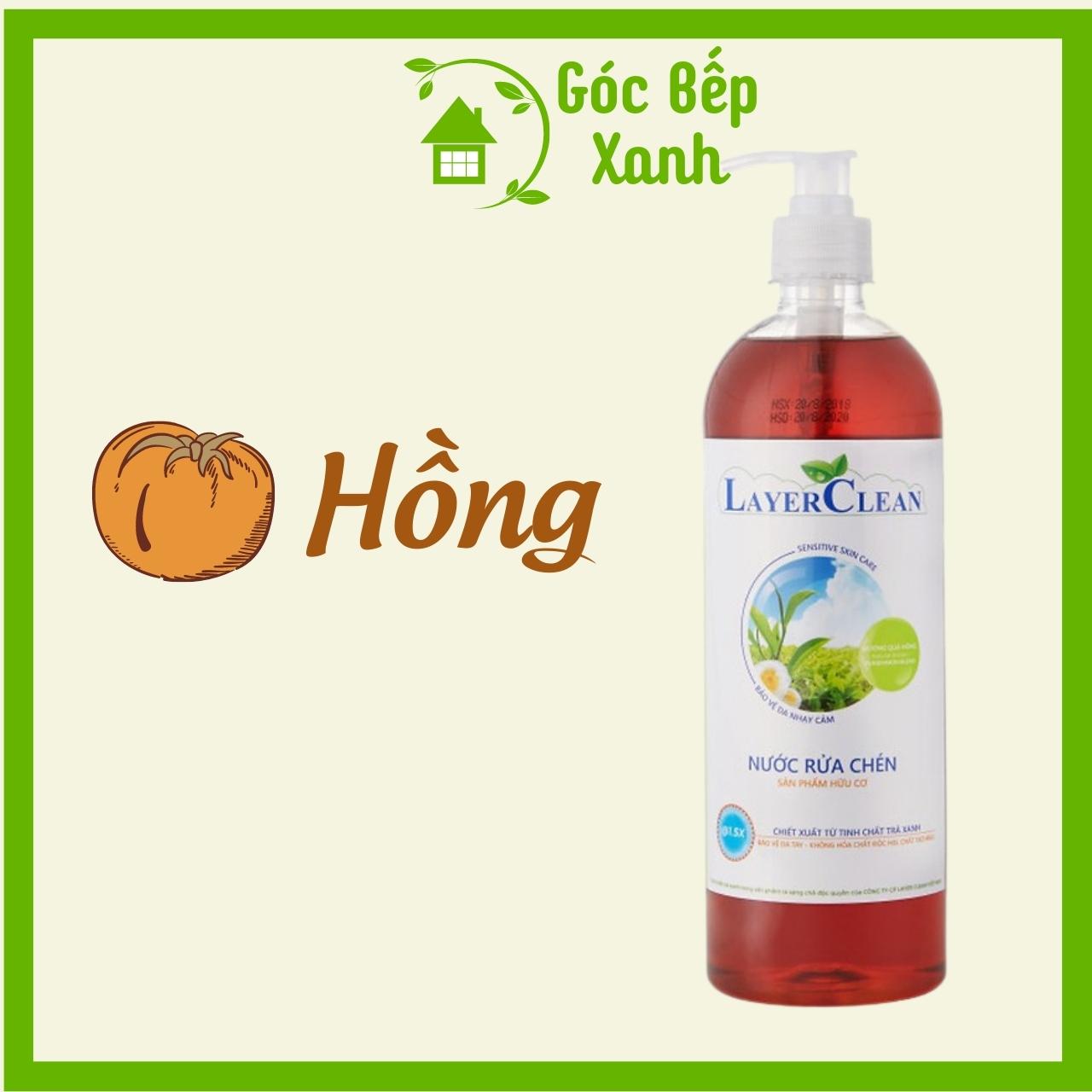 Nước Rửa Chén Hữu Cơ Layer Clean - Hương Qủa Hồng, Thể Tích: 800ml