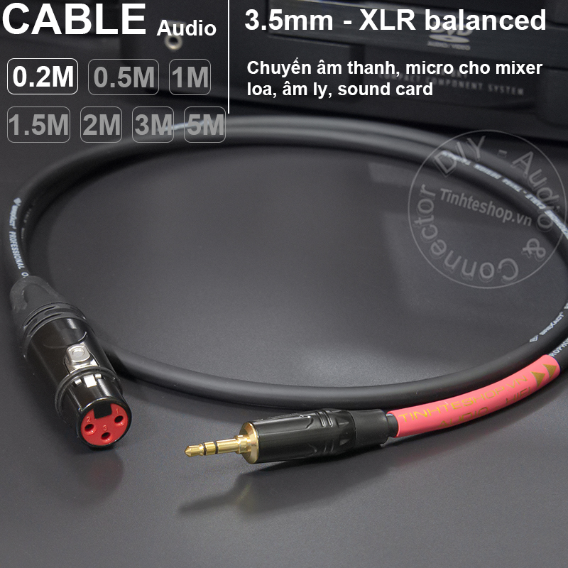 Dây 3.5 ra canon cái balanced chuyển âm thanh micro cho Mixer Sound card Loa DIY 0.2 đến 5 mét - Balanced audio cable from 3.5mm to XLR or vice versa