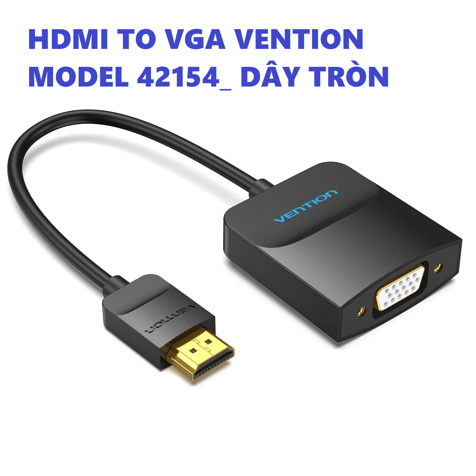 [ HDMI ra VGA ] Cáp chuyển đôi tín hiệu HDMI male ra VGA female 15cm Vention 74345 (dây dẹp) - Hàng chính hãng