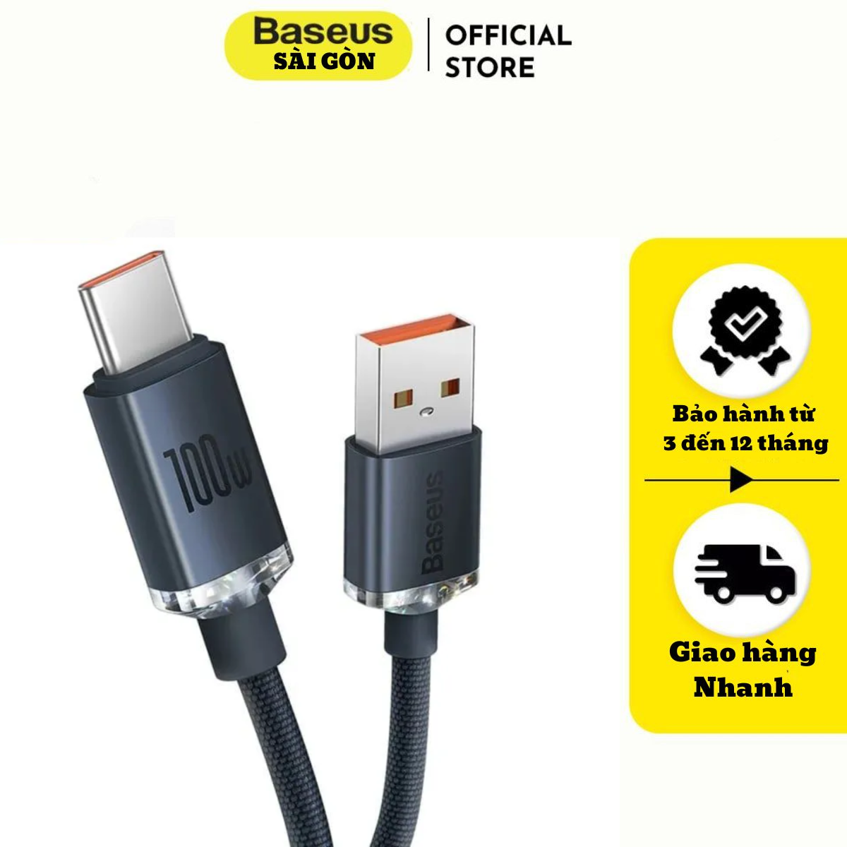 Cáp Sạc Siêu Nhanh Baseus Crystal Shine Series USB to Type-C 100W CAJY -Hàng chính hãng