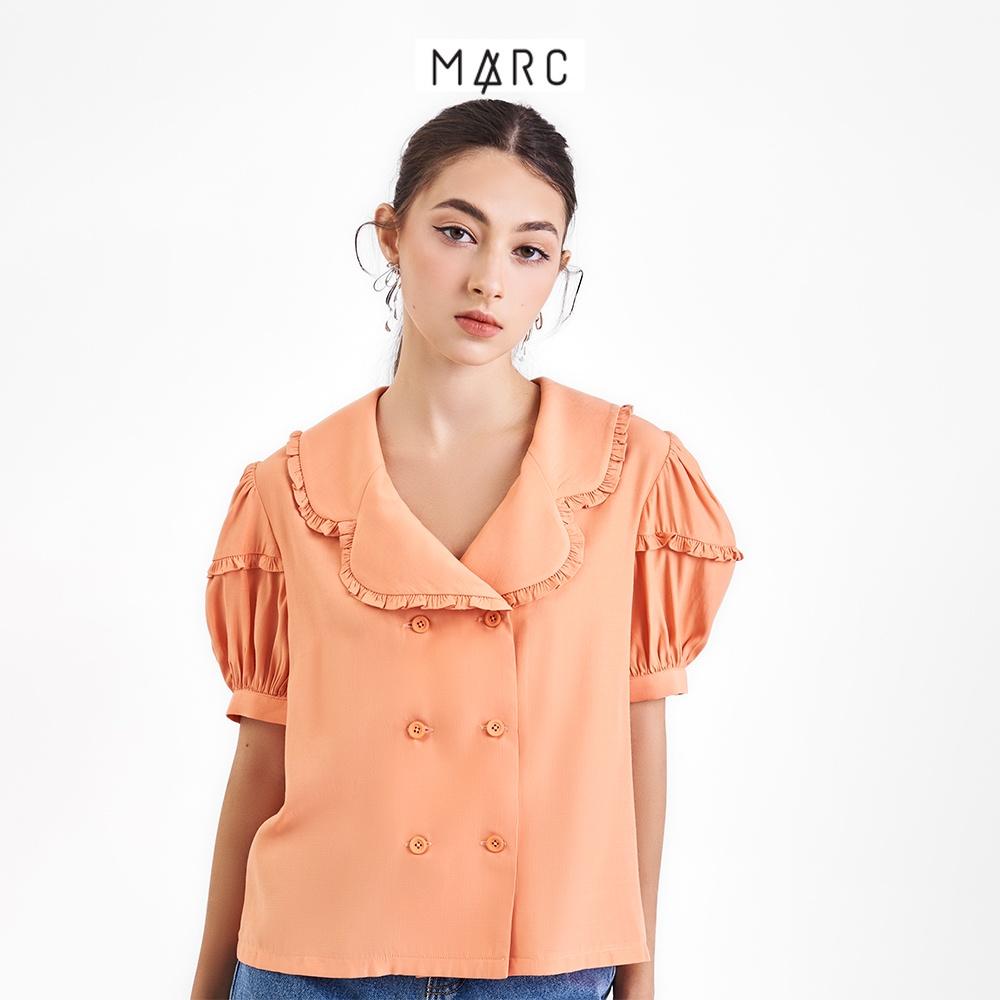 Áo kiểu nữ MARC FASHION tay phồng cổ danton phối bèo FASH090322